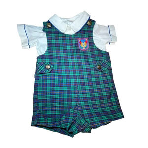 Good‎ Lad Sz 12mo  Shirt & John John  Royal Blue Green Plaid Classic Traditional